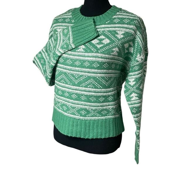 American Eagle Kelly Green Fair Isle Oversized Sweater N0402 - Picture 2 of 8